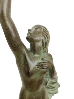 Sale Pamono Pierre Le Faguays for Max Le Verrier, Love Message, Spelter & Marble, Art Deco Style Sculpture
