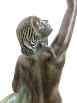 Sale Pamono Pierre Le Faguays for Max Le Verrier, Love Message, Spelter & Marble, Art Deco Style Sculpture