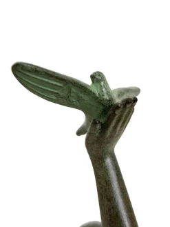 Sale Pamono Pierre Le Faguays for Max Le Verrier, Love Message, Spelter & Marble, Art Deco Style Sculpture
