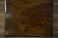 Hot Pamono Pierre Rosenau, Marquetry Artwork with Mountain, Mid-20th Century, Wood