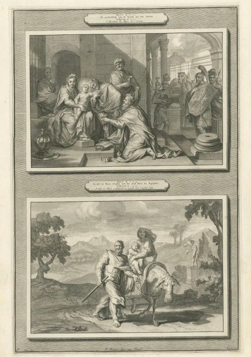 Pamono Pieter Mortier, Adoration of the Magi and Flight Into Egypt, 1700, Paper> Prints & Multiples