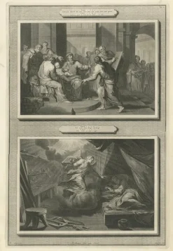 Sale Pamono Pieter Mortier, Birth of John the Baptist and Angel Appearing to Joseph, 1700, Paper
