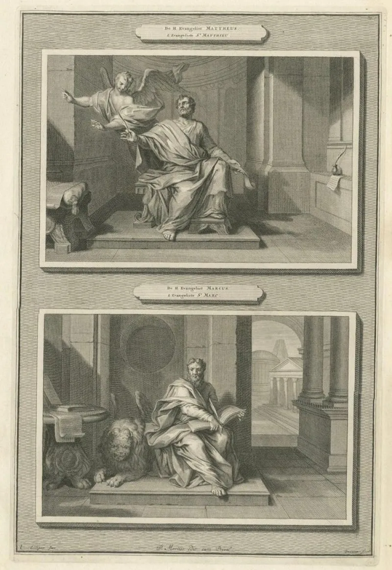 Pamono Pieter Mortier, Evangelists Matthew and Mark, 1700s, Paper> Prints & Multiples