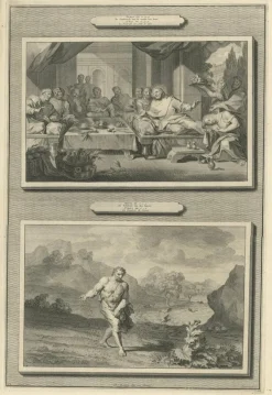 Pamono Pieter Mortier, Feast in the House of Simon and Parable of the Sower, 1700, Paper> Prints & Multiples