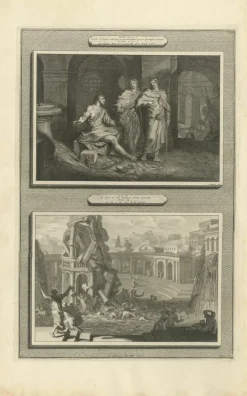 New Pamono Pieter Mortier, John the Baptist in Prison and Fall of the Tower of Siloam, 1700, Paper