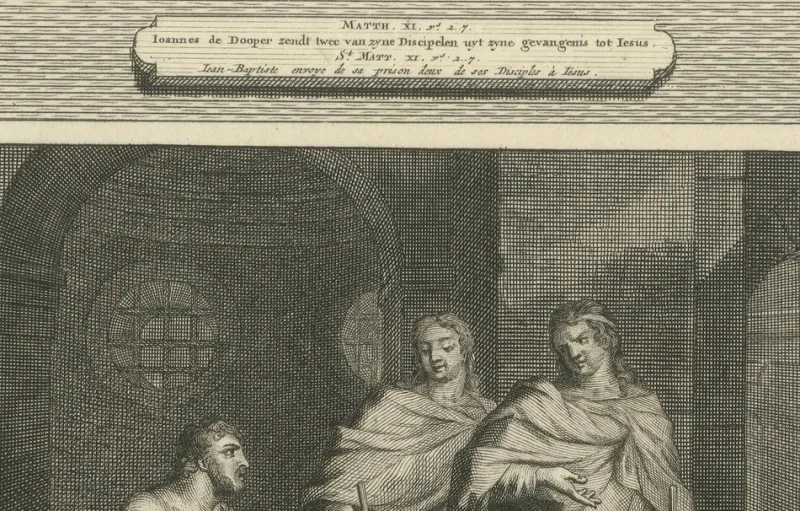 New Pamono Pieter Mortier, John the Baptist in Prison and Fall of the Tower of Siloam, 1700, Paper
