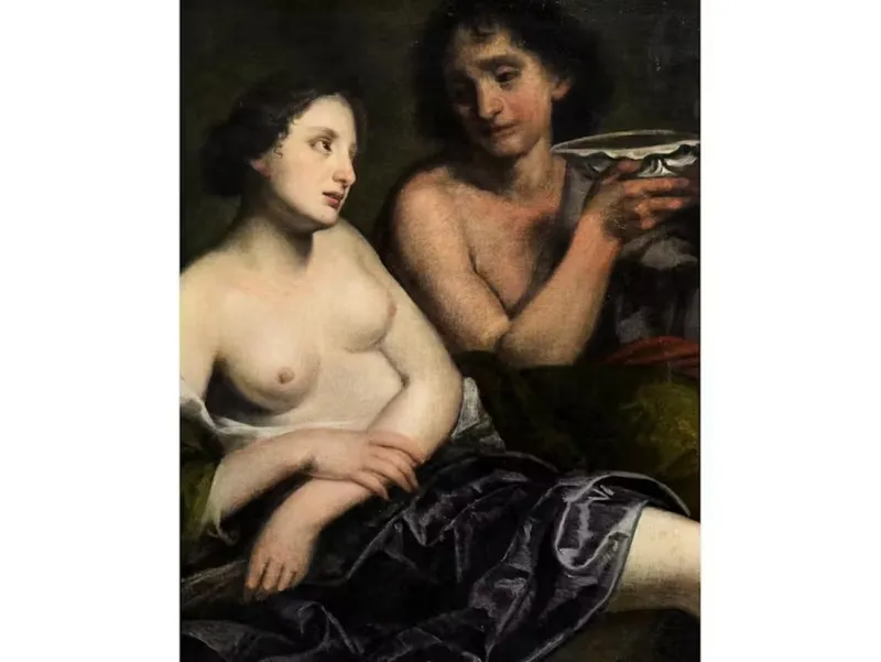 Pamono Pietro Della Vecchia, Bacchus and Ceres, Oil on Canvas, 17th Century, Framed> Old Masters