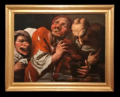 Hot Pamono Pietro Della Vecchia, The Alchemists, Oil on Canvas, 17th Century, Framed