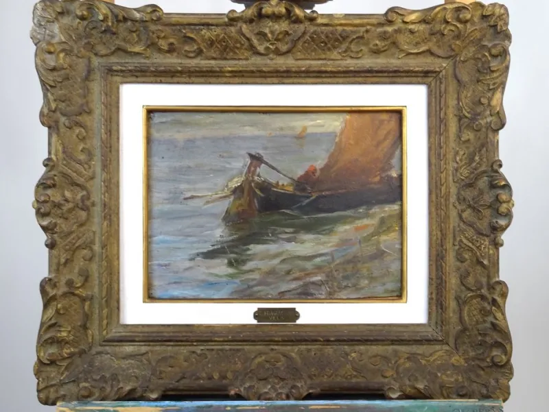 Pamono Pietro Fragiacomo, Vela, 1910s, Oil on Board, Framed