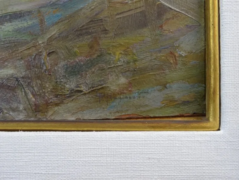 Pamono Pietro Fragiacomo, Vela, 1910s, Oil on Board, Framed