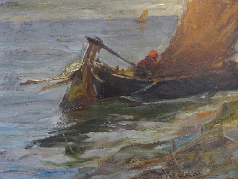 Pamono Pietro Fragiacomo, Vela, 1910s, Oil on Board, Framed