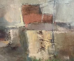 Sale Pamono Pietro Virgilio Lietti, Figures Along the Canal, 20th Century, Oil Painting on Panel, Framed