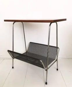 Hot Pamono Pilastro Style Metal and Teak Magazine Rack, 1950s