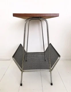 Hot Pamono Pilastro Style Metal and Teak Magazine Rack, 1950s