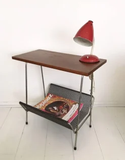 Hot Pamono Pilastro Style Metal and Teak Magazine Rack, 1950s