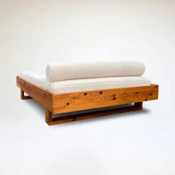 Pamono Pine and Bouclé Daybed by Ate Van Apeldoorn for Houtwerk Hattem, 1970s><noscript><img width=