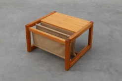 Pamono Pine and Linen Safari Series Coffee Table with Magazine Rack by Karin Möbring for Ikea, Sweden, 1970s><noscript><img width=