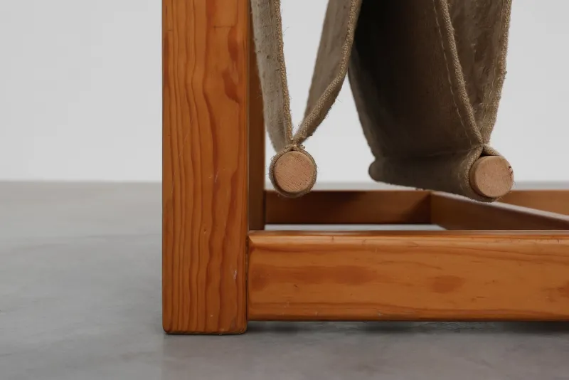 Pamono Pine and Linen Safari Series Coffee Table with Magazine Rack by Karin Möbring for Ikea, Sweden, 1970s> Coffee & Side Tables