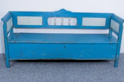 Outlet Pamono Pine Box Bench in Blue and White Color, 1910