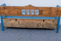 Outlet Pamono Pine Box Bench in Blue and White Color, 1910