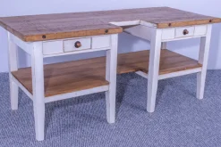 Online Pamono Pine Butcher Table with Shelf Rustic Top & White Waxed Base, 1900s