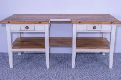 Online Pamono Pine Butcher Table with Shelf Rustic Top & White Waxed Base, 1900s
