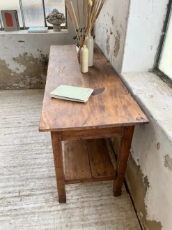 Pamono Pine Drapery Console Table, 1950s><noscript><img width=