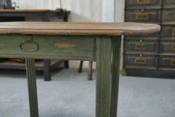 Pamono Pine Table with Green Patinated Base, 1960s><noscript><img width=