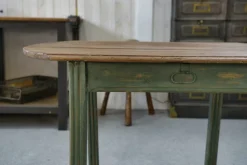 Pamono Pine Table with Green Patinated Base, 1960s><noscript><img width=