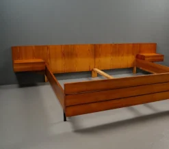 Pamono Pinewood Double Bed, Germany, 1950s><noscript><img width=