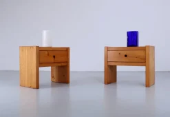 Pamono Pinewood Nightstands from Charlotte Perriand, 1970s, Set of 2><noscript><img width=