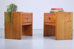 Pamono Pinewood Nightstands from Charlotte Perriand, 1970s, Set of 2><noscript><img width=