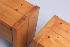 Pamono Pinewood Nightstands from Charlotte Perriand, 1970s, Set of 2><noscript><img width=