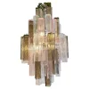 Pamono Pink and Fumè Squared Bark Murano Glass Chandelier by Simoeng> Ceiling Lights