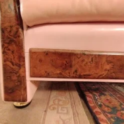 New Pamono Pink Leather Sofa, 1980s