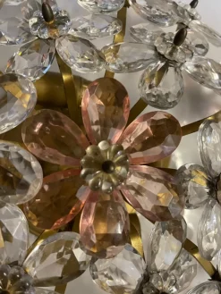 New Pamono Pink Murano Glass Floral Flush Mount, 1970s