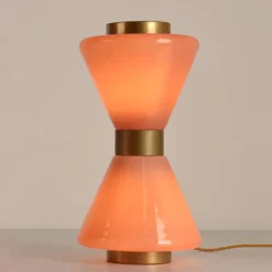 Pamono Pink Murano Hourglass Table Lamp, 1960s><noscript><img width=
