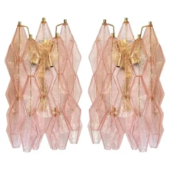 Pamono Pink Poliedri Murano Glass Wall Sconces by Simoeng, Set of 2> Wall Lights & Sconces|Wall Lights & Sconces
