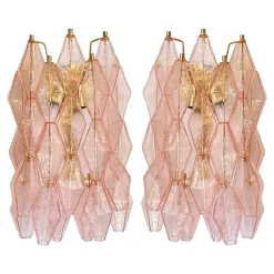 Hot Pamono Pink Poliedri Murano Glass Gold 24k Wall Sconces by Simoeng, Set of 2