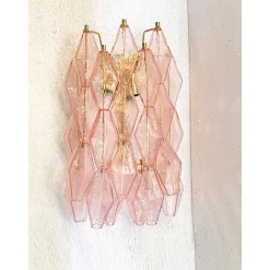 Hot Pamono Pink Poliedri Murano Glass Gold 24k Wall Sconces by Simoeng, Set of 2