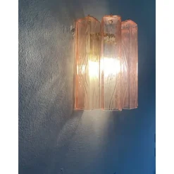 Online Pamono Pink Squared Murano Glass Wall Sconce by Simoeng
