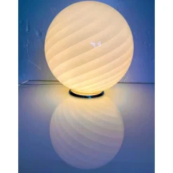 Pamono Pink Swirl and Milky-White Sphere Murano Glass Table Lamp by Simoeng><noscript><img width=