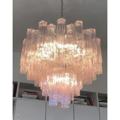 Best Pamono Pink Tronchi Murano Glass Chandelier in Venini Style by Simoeng