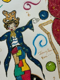 Pamono Pinkhas, Crazy Juggler, 2025, Mixed Media on Paper><noscript><img width=