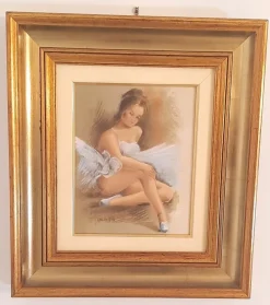 Pamono Pittis, Couple of Dancers, 1983, Oil on Canvases, Framed, Set of 2> Impressionist