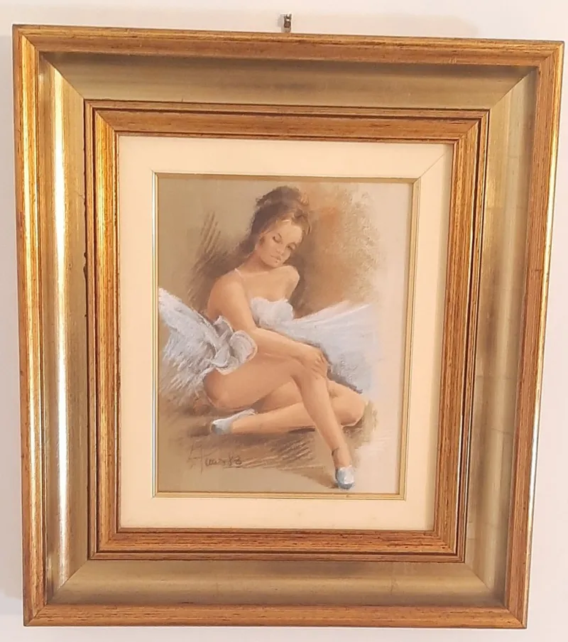 Pamono Pittis, Couple of Dancers, 1983, Oil on Canvases, Framed, Set of 2> Impressionist
