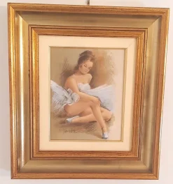 Pamono Pittis, Couple of Dancers, 1983, Oil on Canvases, Framed, Set of 2><noscript><img width=