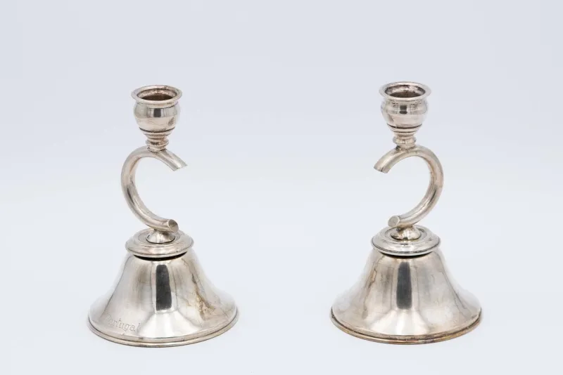 New Pamono Plain Silver Candlesticks, Set of 2