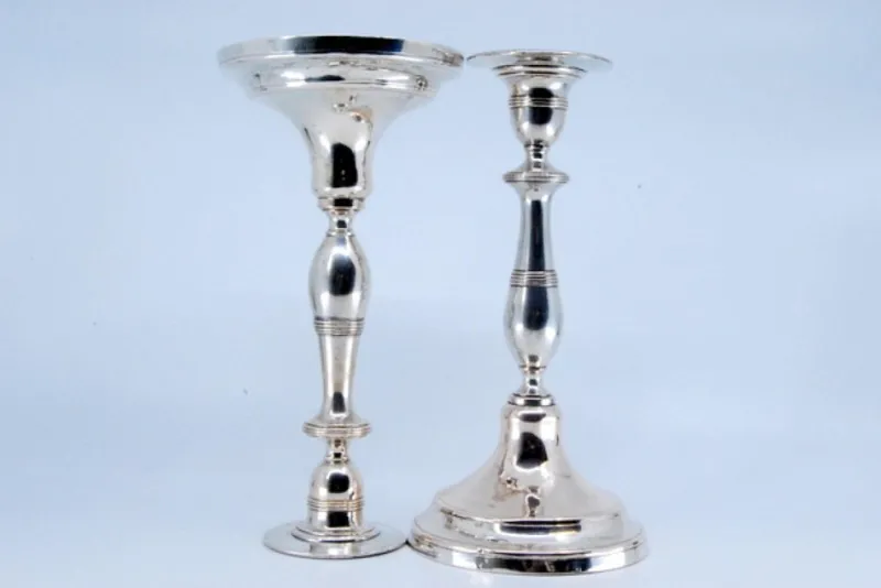 Pamono Plain Silver Candlesticks, Set of 2> Candleholders