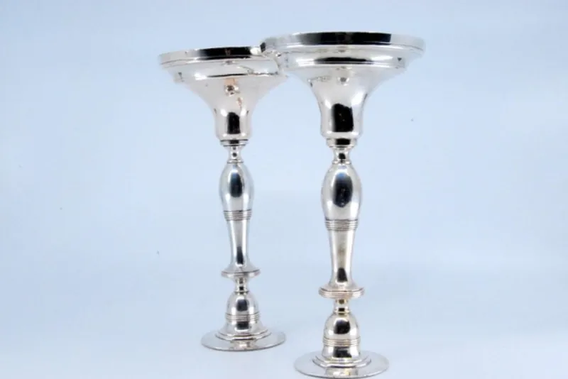 Pamono Plain Silver Candlesticks, Set of 2> Candleholders